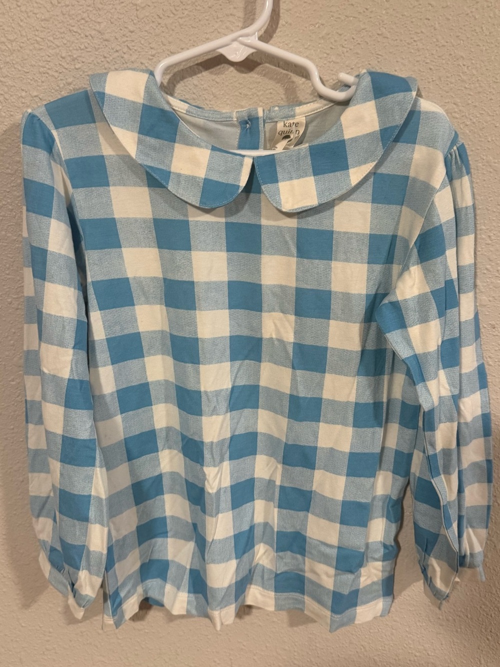 KATE QUINN BLUE GINGHAM PETER PAN COLLAR LONG SLEEVE NWT 5Y